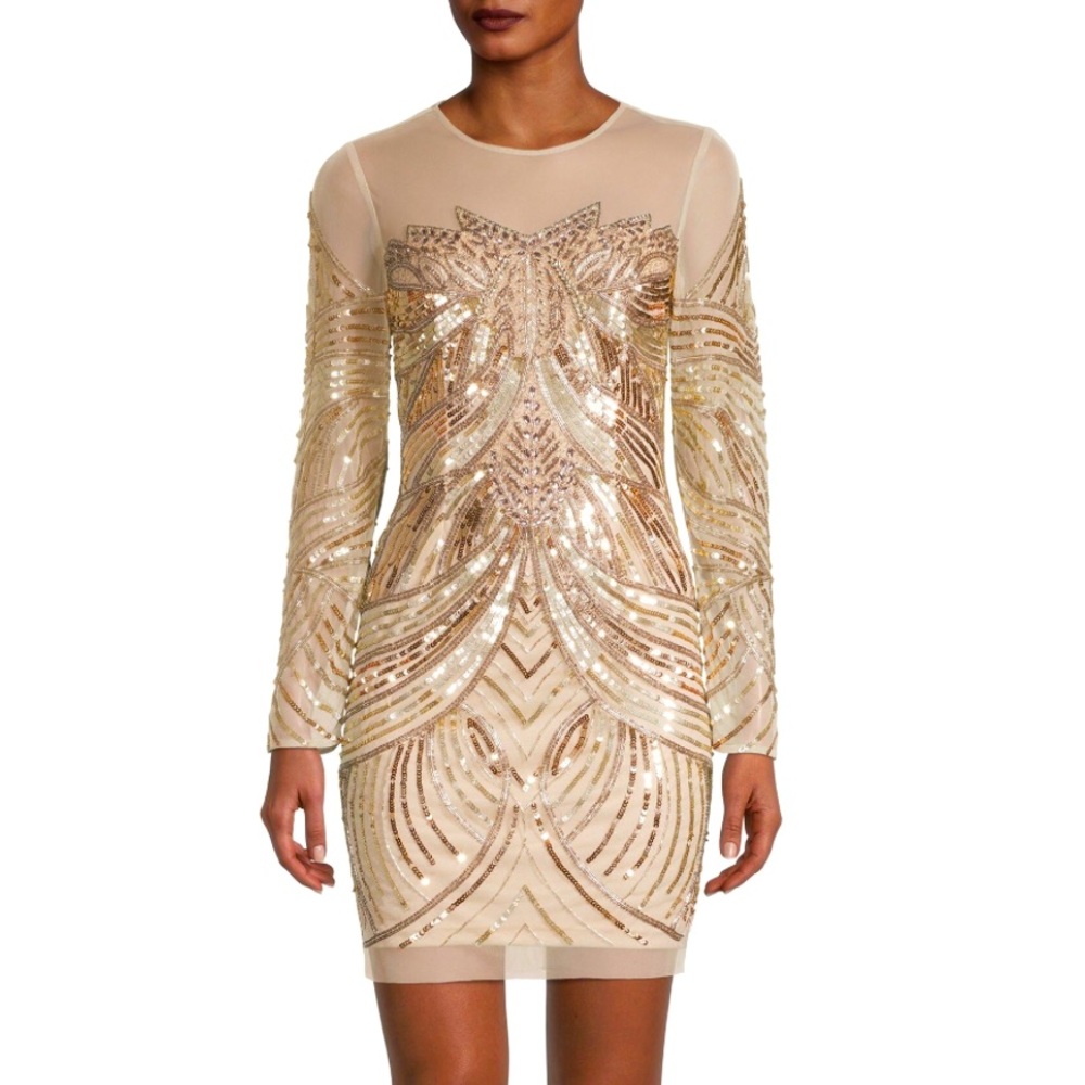 NWT Aidan Mattox long sleeve beaded dress